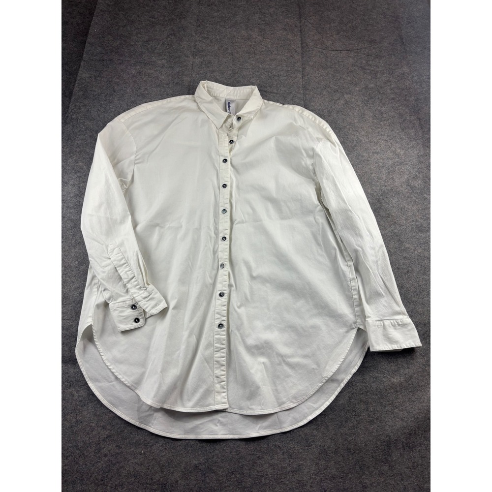 Mother Oxford Womens 4 White Stretch Cotton Button Up Shirt Capsule Oversized